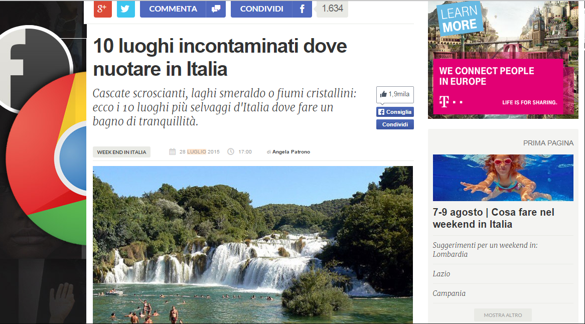 Napuljski portal fotografijom Skradinskog buka opisuje netaknutu prirodu Italije