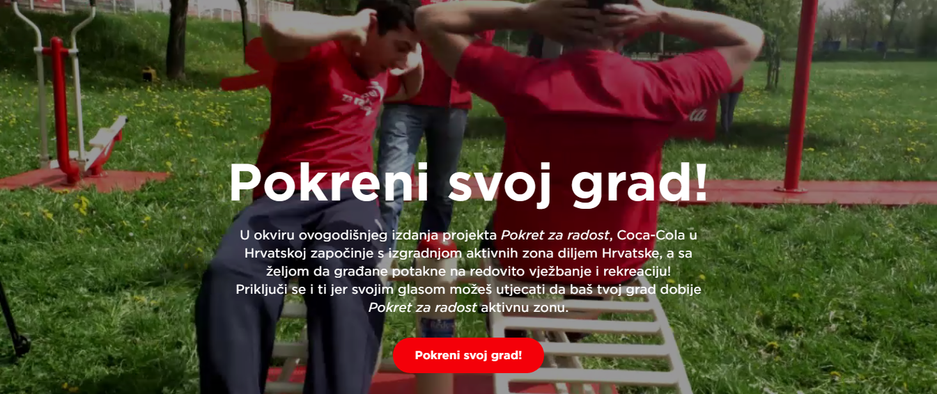 DAJTE GLAS ZA ŠIBENIK: POKRET ZA RADOST: Coca-Cola gradi vježbališta u Hrvatskoj