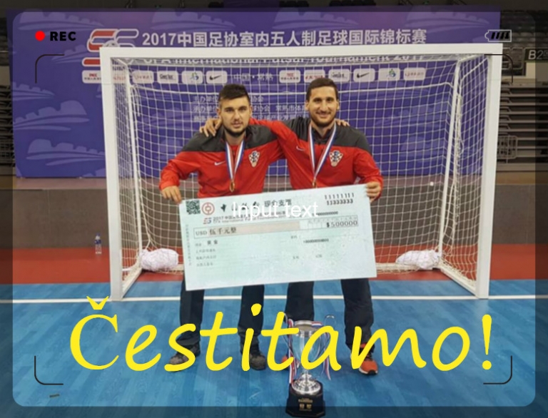 Dvojac Crnice Marinko Šamija i Stjepan Perišić s reprezentacijom osvojio turnir u Kini